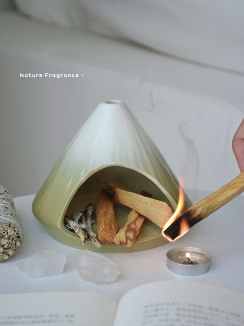 Peruvian Sage Incense Burner, Incense Burner for Purifying Crystals, Demagnetizing, Niche High-End Ceramic Incense Burner, Fireplace