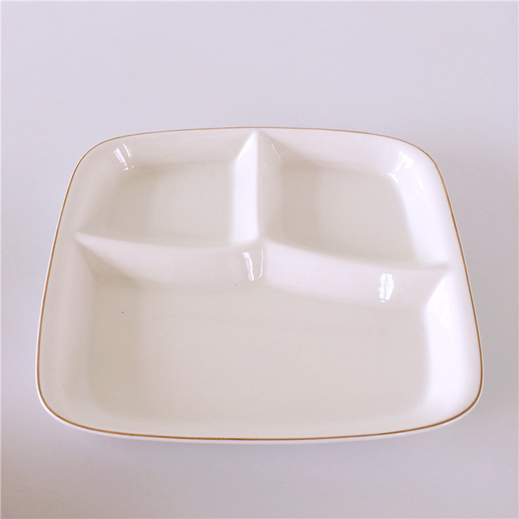 Ceramic frame plates children tableware breakfast tray sets students FanPan home three separate plate of western - style food plate