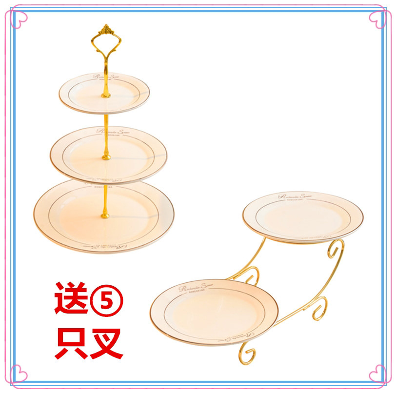 European ceramic home sitting room fruit bowl wedding cakes multi - layer cake dish rack creative tea dry fruit tray