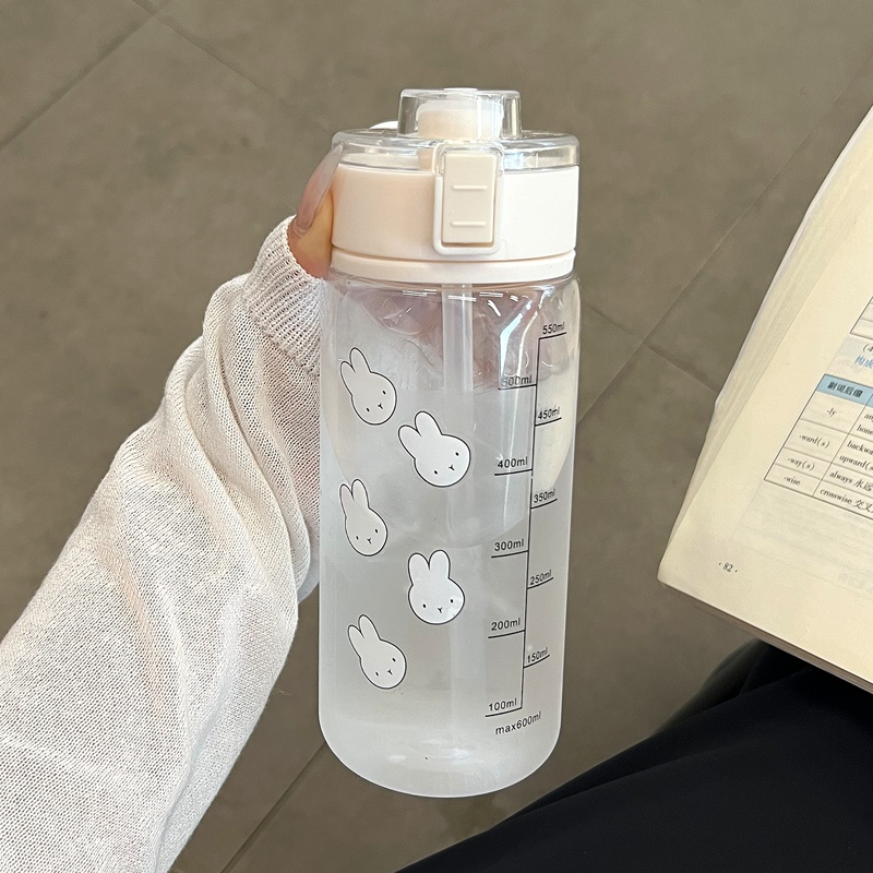 New Cute Rabbit Water Cup, Simple and Stylish for Summer, High Temperature Resistant, Student Plastic Cup, Transparent with Straw, Portable Cup New Cute Rabbit Water Cup, Simple and Stylish for Summer, High Temperature Resistant, Student Plastic Cup, Transparent with Straw, Portable Cup