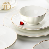 Bowl creative personality home set bowl ceramic Phnom Penh creative bowl plate bone china tableware set plate soup bowl porcelain bowl