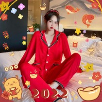 Japanese GP Xiaoxiang Sexy Pyjamas Womens Spring Pure Cotton This Year Red Modell Thin family home clothes