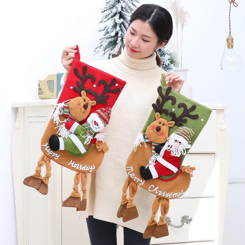 Christmas present Sox oversize Adornment Pendant Kindergarten Seniors Snowman Candy Gift Small Cloth Bag bouquet