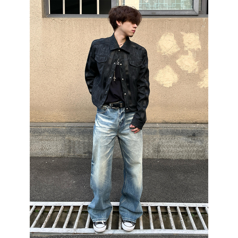 Visual Style Yabi "Prison Bird" Pu Leather Black Jacket for Men, Stylish and Slim-Fit Short Leather Coat