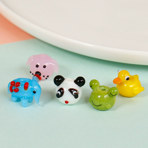 Серия серии зоопарка утиная панда лягушка слон собака глазированная стеклянная бусин