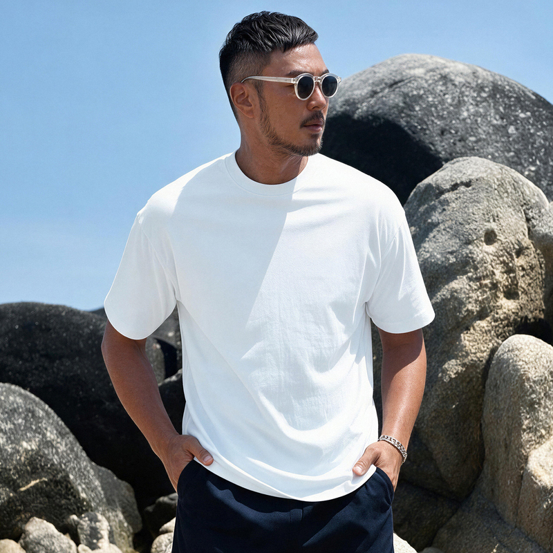 Heavyweight Anti-See-Through Pure White T-Shirt for Men, Short-Sleeved, Pure Cotton, Loose Fit, Breathable Long-Staple Cotton, Crew Neck Base Shirt Heavyweight Anti-See-Through Pure White T-Shirt for Men, Short-Sleeved, Pure Cotton, Loose Fit, Breathable Long-Staple Cotton, Crew Neck Base Shirt