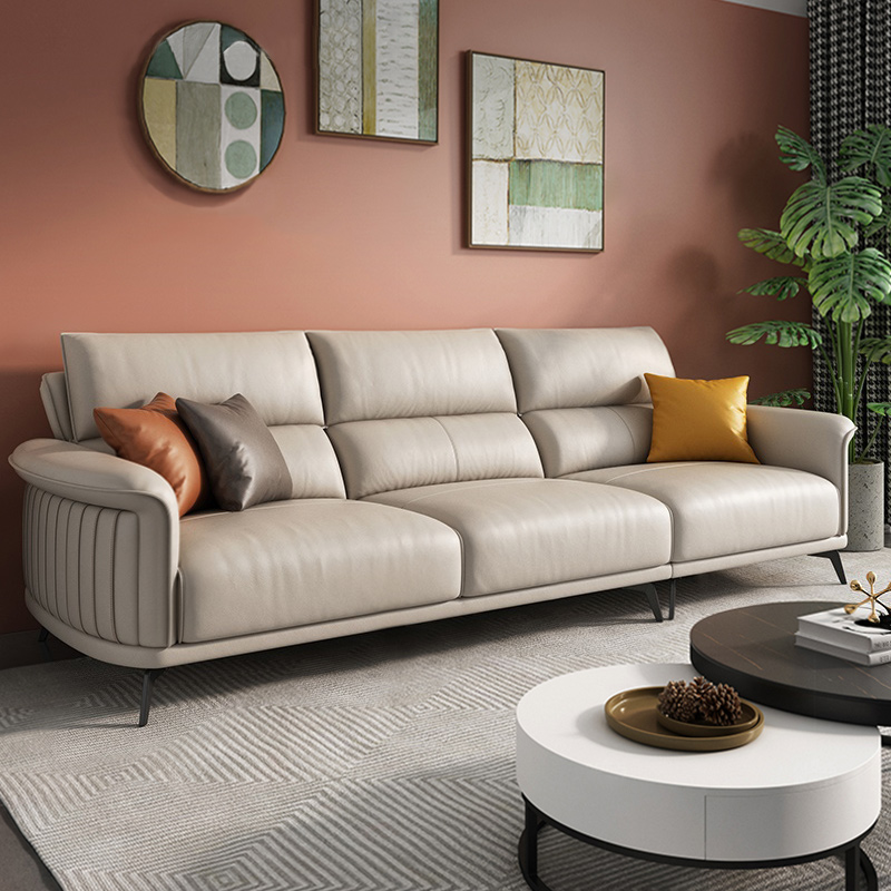 Leather office sofa business meeting living room combination leisure reception extremely simple and modern three-seat office sofa