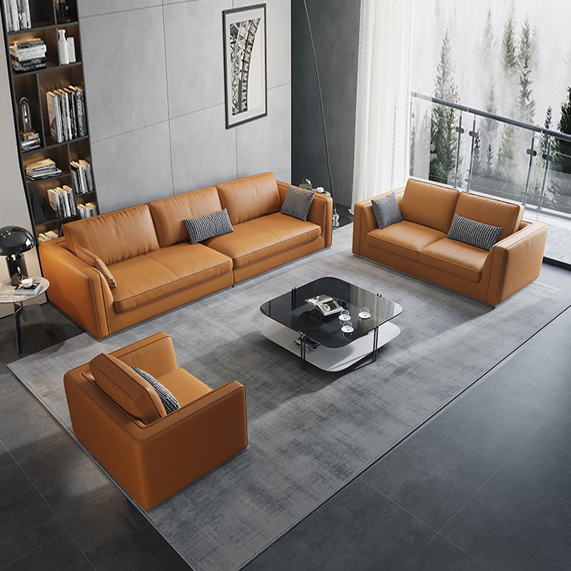 Senlihau Nordic office sofa leather simple modern business reception guest leisure office tea couple combination