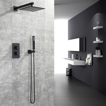 Farnsa All-copper Intelligent Thermostat Black Dark Inserted into Wall-style Redcast Shower Set Hidden Ceiling Embedded Flowers