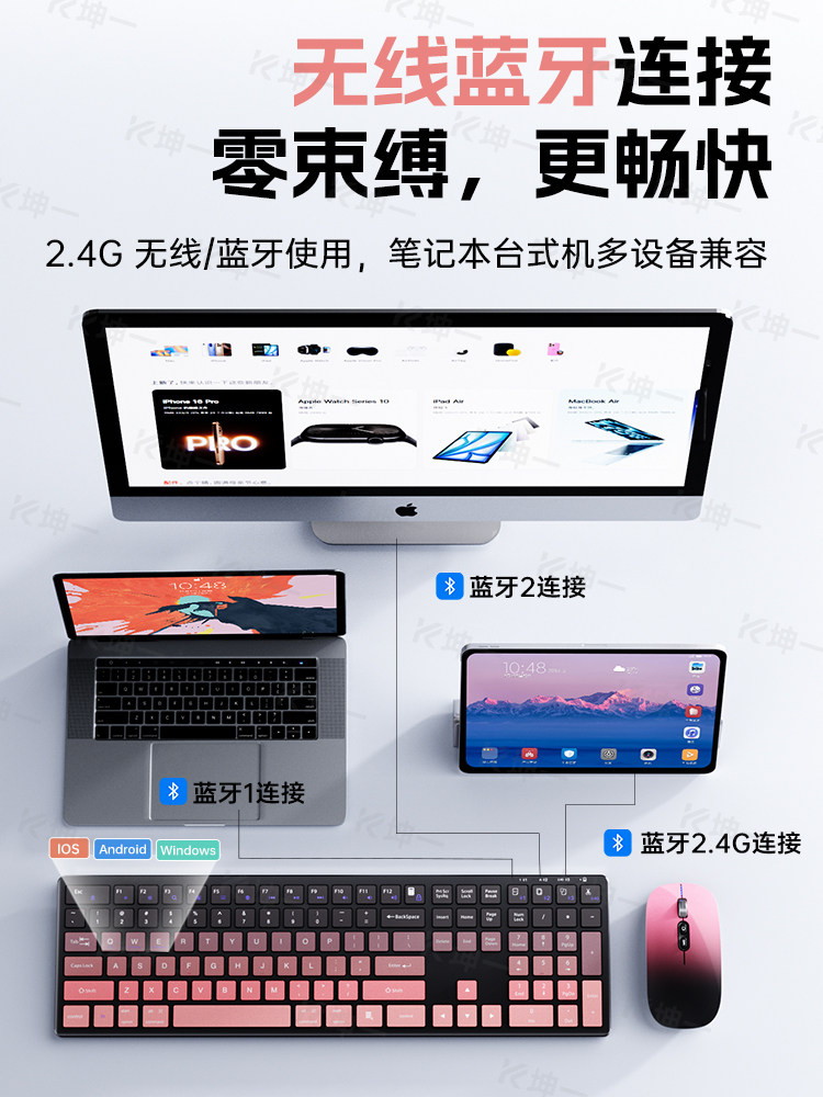 Suitable for Dell Laptop Wireless Bluetooth Keyboard and Mouse Set, Silent, Suitable for Girls, Office Computer Typing, Rechargeable Model