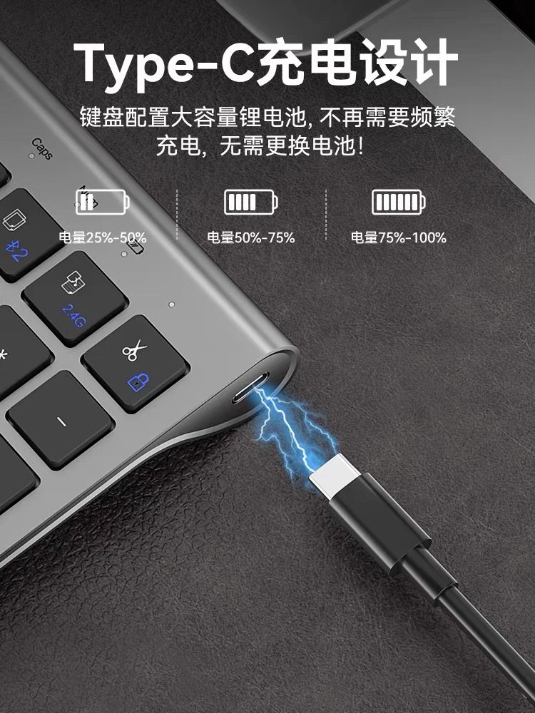 Bluetooth Wireless Ultra-Thin Keyboard and Mouse Set for Laptops and Desktops, Universal Charging Model, Office Typing, Silent
