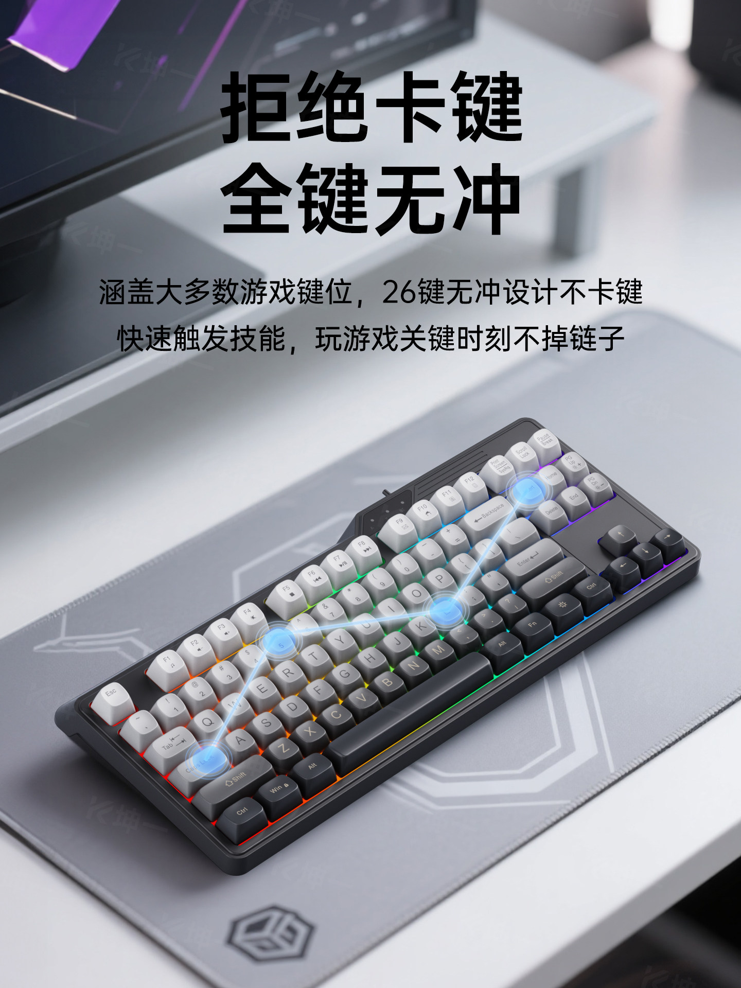 Mechanical Feel Wired Keyboard and Mouse Set, Silent, External, for Laptops, Desktops, E-Sports Games, Small Size