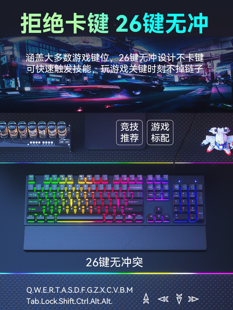 Metal Mechanical Keyboard and Mouse Set for Laptops and Desktop Computers, Universal for Gaming and E-Sports, Silent Wired Keyboard and Mouse