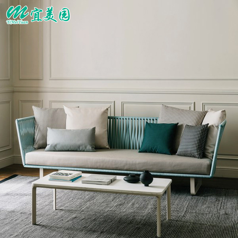 Outdoor sofa open-air courtyard rattan chair balcony outdoor rattan furniture casual double waterproof sunscreen stainless steel chair