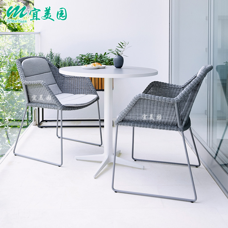Nordic leisure rattan outdoor rattan chair three-piece set cafe furniture garden terrace balcony dining table and chairs combination