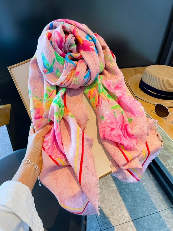 New Chinese-Style Scarf for Women, Gentle and Unique in Style, National Style Sun Protection Beach Towel, Office Shoulder Wrap, Air-Conditioned Room Shawl