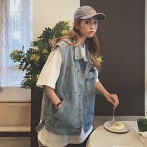 Spring and summer new denim vest coat female Korean version loose net red ins tide trend horse clip vest outside summer MM