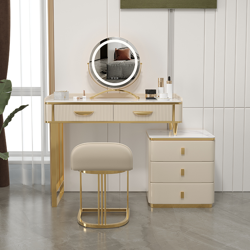 Rockboard Willpower Makeup Desk Bedroom Modern Minimalist Makeup Table Light Extravagant minimalist Ins telescopic Makeup Cabinet