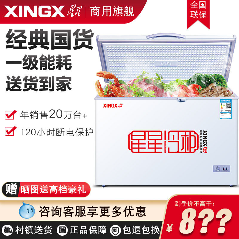 XINGX Stars BD BC-219E 305E Freezer Large Freezer Horizontal Single Warm Frozen Strap Lock Commercial Top Open