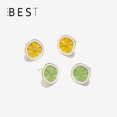 BEST柠檬925银针耳环女
