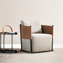 Italian modern designer single chair living room balcony home single sofa saddle leather down light luxury leisure chair