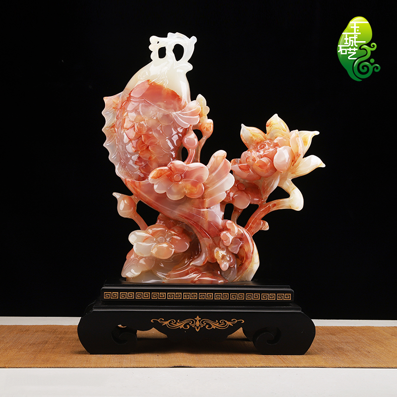 Natural jade landscape handicrafts new Chinese style office jade carving ornaments town house home furnishings ornaments