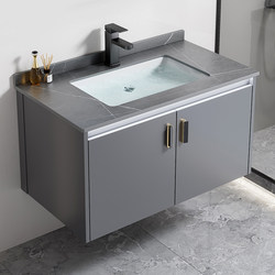 Space Aluminum Bathroom Cabinet Combination Bathroom Wall-Mounted Ceramic Integrated Washbasin Small Apartment Mini Washbasin