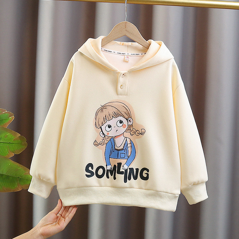 Girl Lian Hood Sweatshirt 2023 New Spring Autumn Children Loose Blouses Large Children Casual Sports Fashion Jacket Tide-Taobao