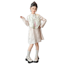 Girls Hanfu suit spring and autumn style medium and large childrens Tang suit new Chinese style childrens costume cheongsam girls dress spring suit