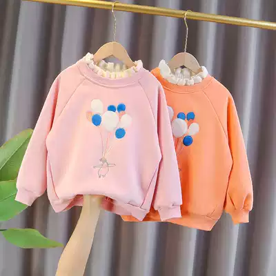 Girls thick T-shirt spring and autumn 2021 new Korean version of the thin velvet Ocean school children's net red big girl girl in the big boy top tide