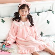 Children robe girls autumn and winter sweet pajamas flannel big boy coral fleece pajamas tracksuit little girl bathrobe