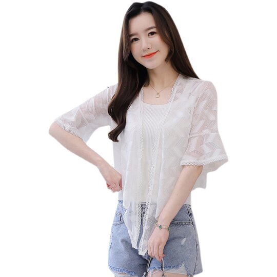 超仙女短款防晒上衣外搭小披肩夏季配吊带裙子雪纺衫蕾丝薄款外套