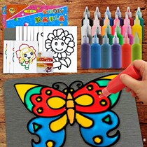 diy painted watercolor 3d children free of baking glue painting Baking Painting Fridge Sticker with handmade paint Painted Glass Paste Gift