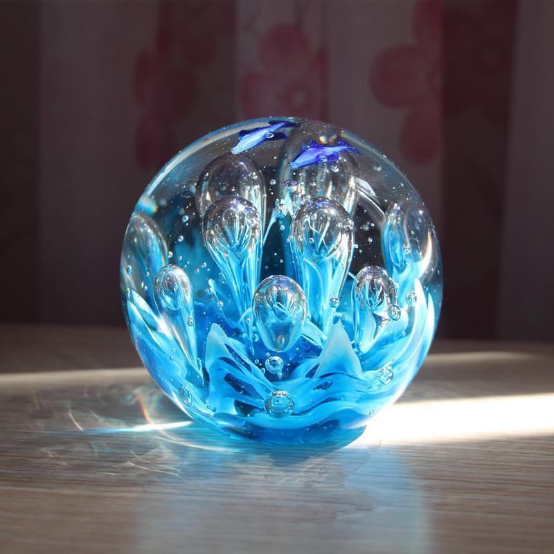 Zibo Specialty Glass Decorations, Ocean Wave Ball, Birthday Gift, Ocean-Themed Home Decor, Handmade Glass Award, Souvenir