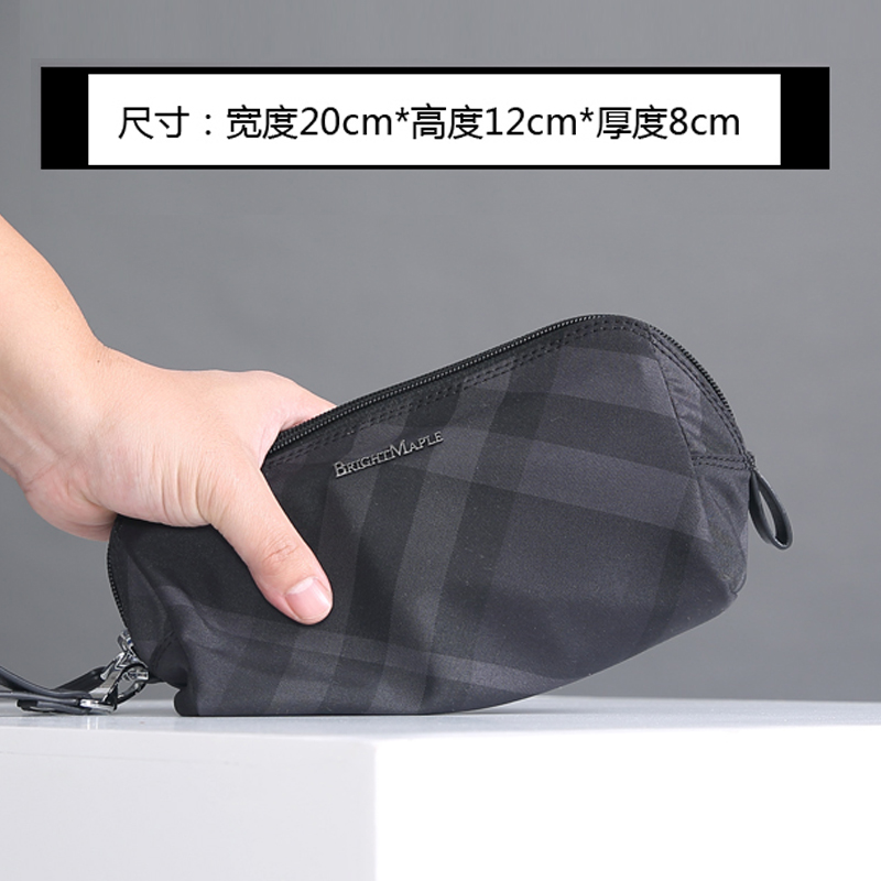 2021 New Oxford Cloth Men's Handbag Large Capacity Canvas Clutch Bag Small Plaid Casual Clip Bag Clutch Bag Trendy