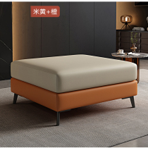 Single leather Italian style sofa footrest light luxury modern sofa footstool living room low stool footstool rectangular stool footstool