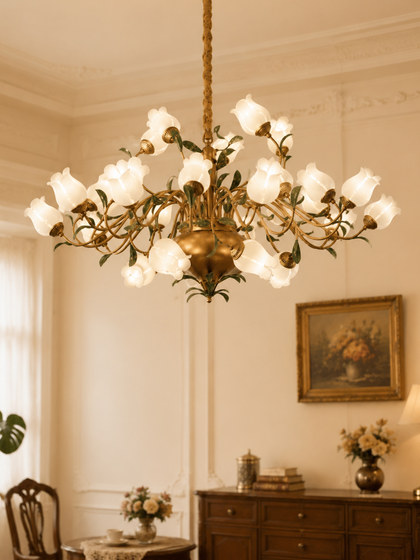 American-Style Pastoral Floral Vintage Light Luxury Retro Living Room Art Bedroom Villa Atmospheric Chandelier 2026 New Model