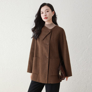 Detachable scarf collar double-sided wool coat for women mid-length 2025 autumn and winter korean style loose woolen coat