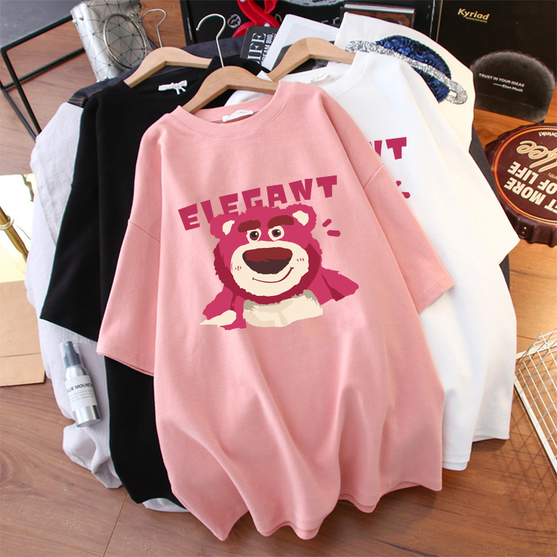 Maternity Tops for Summer, Loose Fit, Large Size, Cartoon Style, Fashionable, Pure Cotton, Mid-Length, Maternity Short-Sleeve T-Shirt, Women's Summer Wear