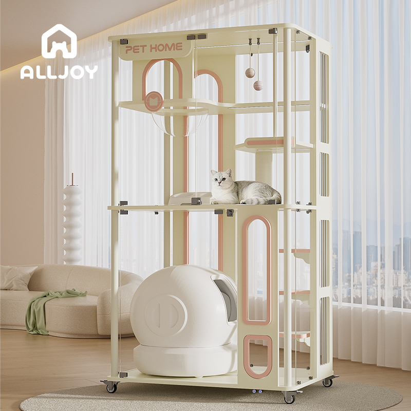 Panoramic Cat Villa Can Accommodate Automatic Litter Boxes, Cat Cages, Indoor Glass Cat Cabinets, and Cat Nests, Suitable for All Seasons