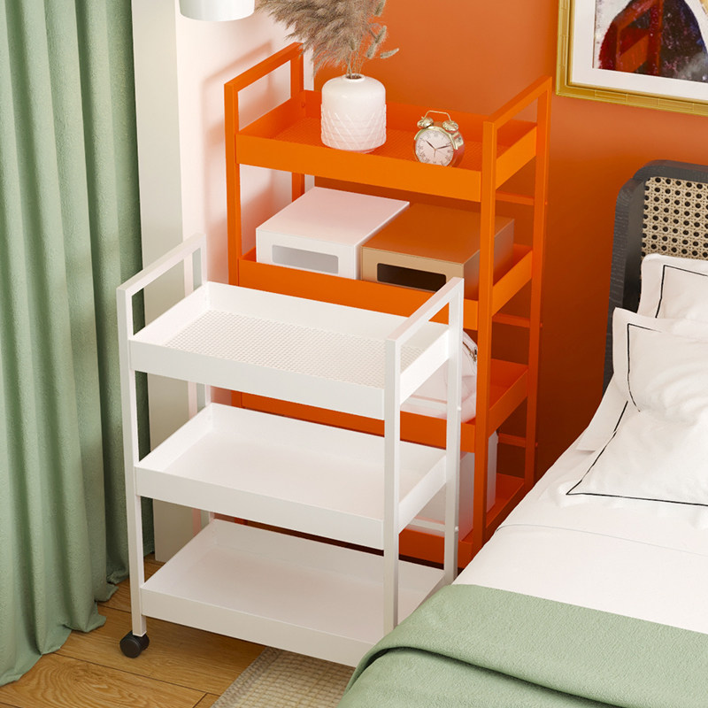 Nordic home kitchen shelf floor multi-layer trolley storage bedroom bedside mobile snack cart storage rack - Taobao