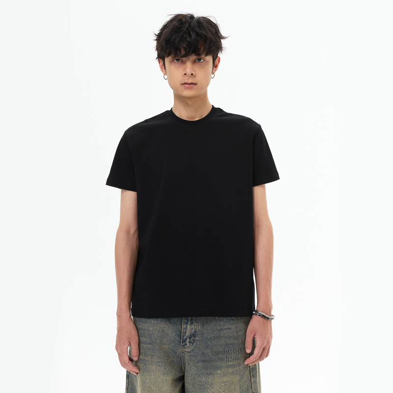 Xinu Straight Shoulder Small Neckline Cool Cleanfit Solid Color T-Shirt Men's Slim Fit Fitness Slimfit Short-Sleeved Top Summer