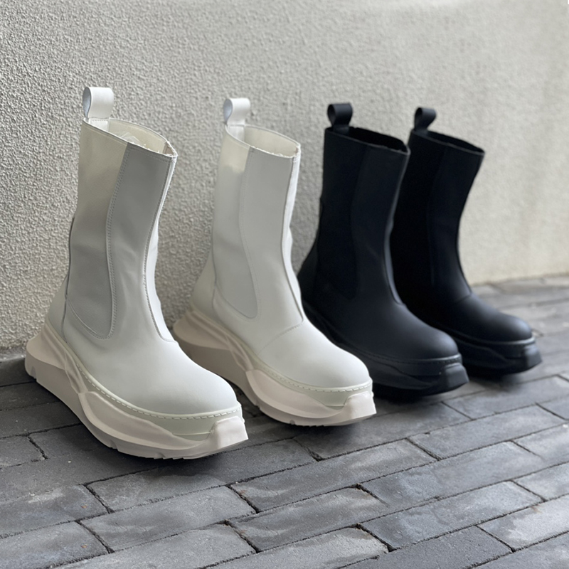 Men's Owens Dark New Style Ro Double-Layer Thick-Soled Height-Increasing Retro Round-Toe Men's Boots Dark Style High-Top Martin Boots