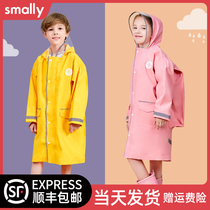 smally childrens raincoat Female boy primary school kindergarten school uniform thickened with school bag position Middle and large childrens raincoat