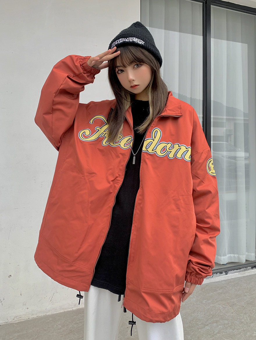Legal Alien American Retro Embroidery High Street Cover for Men and Women Spring and Autumn Handy in Tide Jacket Movement Coat
