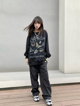 Legal Alien American Vintage Butterfly Printed Long Sleeve Sweatshirt Vintage Easy Couple Blouse Tide