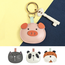Bachengshe pig head cartoon cute Korean animal cowhide keychain female car key ring doll bag hanging ornaments