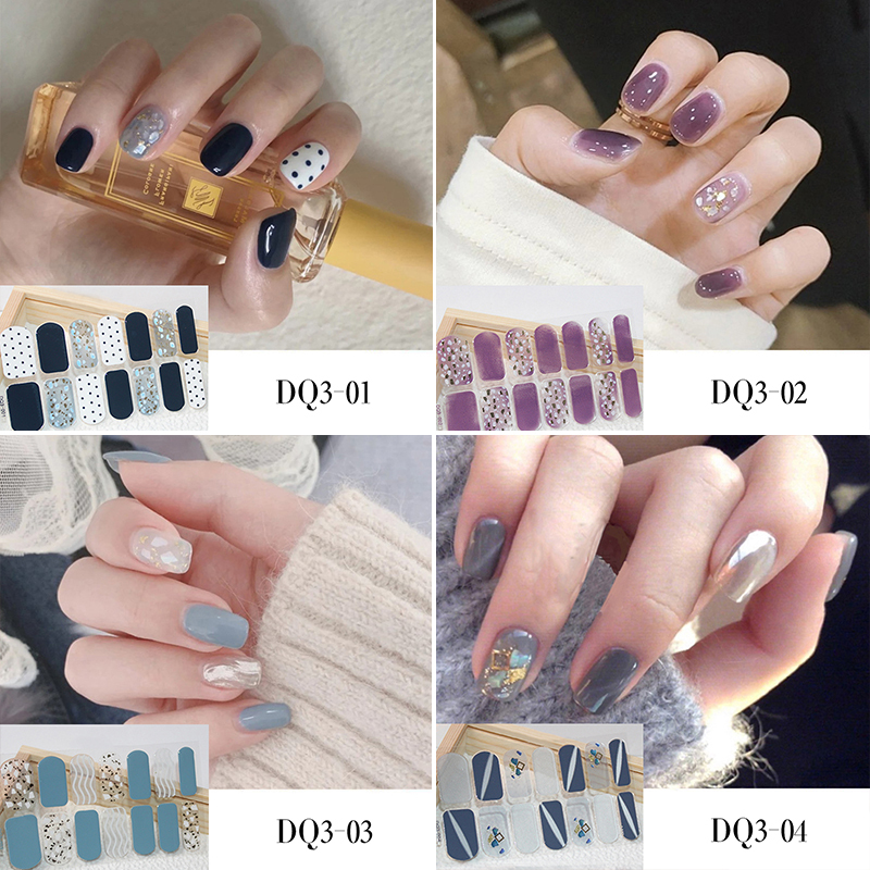 Autumn and Winter Trendy Water Ripple Phototherapy Jelly Nail Stickers for Pregnant Women, Daily Whitening, Waterproof, Long-Lasting Full Nail Stickers for Women