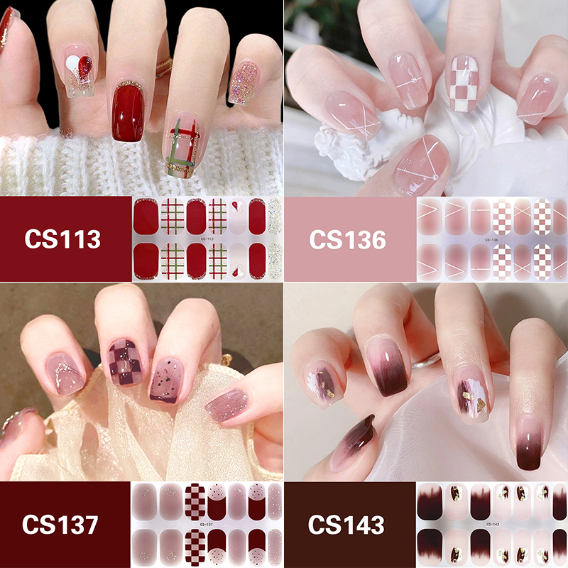 Ultra-Thin No-Bake Gel Nail Stickers, Tearable, Waterproof, Long-Lasting, Cartoon Rainbow, Eco-Friendly, Self-Adhesive Full Nail Stickers