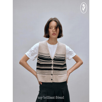 Shyshy wears thick and thin striped vest